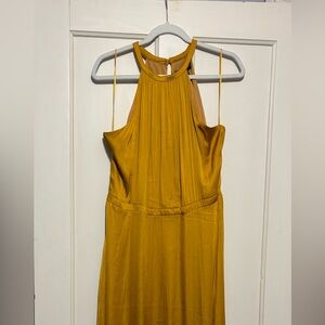 Elegant Mustard Halter Dress